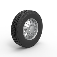 Front custom wheel of semi truck Version 7 Scale 1:25 - Thumbnail 2