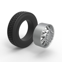 Front custom wheel of semi truck Version 7 Scale 1:25 - Thumbnail 8