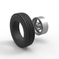 Front custom wheel of semi truck Version 7 Scale 1:25 - Thumbnail 9