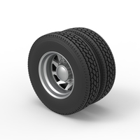 Rear custom wheel of semi truck Version 7 Scale 1:25 - Thumbnail 7