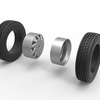 Rear custom wheel of semi truck Version 7 Scale 1:25 - Thumbnail 9