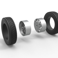 Rear custom wheel of semi truck Version 7 Scale 1:25 - Thumbnail 10