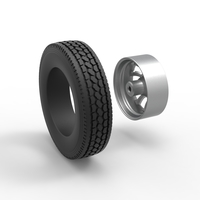 Front custom wheel of semi truck Version 8 Scale 1:25 - Thumbnail 10