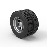 Rear custom wheel of semi truck Version 8 Scale 1:25 - Thumbnail 7