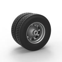 Rear custom wheel of semi truck Version 8 Scale 1:25 - Thumbnail 8