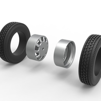 Rear custom wheel of semi truck Version 8 Scale 1:25 - Thumbnail 9