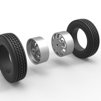 Rear custom wheel of semi truck Version 8 Scale 1:25 - Thumbnail 10