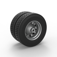 Rear custom wheel of semi truck Version 9 Scale 1:25 - Thumbnail 8