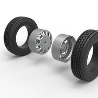 Rear custom wheel of semi truck Version 9 Scale 1:25 - Thumbnail 9