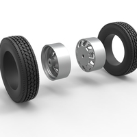 Rear custom wheel of semi truck Version 9 Scale 1:25 - Thumbnail 10