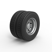 Rear custom wheel of semi truck Version 11 Scale 1:25 - Thumbnail 2