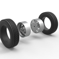 Rear custom wheel of semi truck Version 11 Scale 1:25 - Thumbnail 10