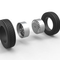 Rear custom wheel of semi truck Version 12 Scale 1:25 - Thumbnail 10