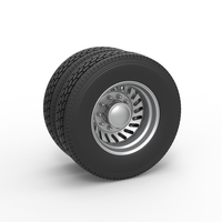 Small Rear custom wheel of semi truck Version 13 Scale 1:25 3D Printing 520887