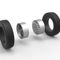 Rear custom wheel of semi truck Version 13 Scale 1:25 - Thumbnail 10