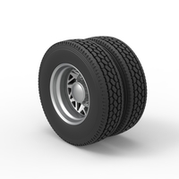 Rear custom wheel of semi truck Version 14 Scale 1:25 - Thumbnail 7