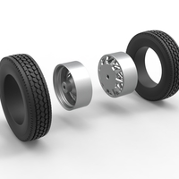 Rear custom wheel of semi truck Version 14 Scale 1:25 - Thumbnail 10