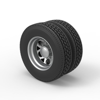 Rear custom wheel of semi truck Version 15 Scale 1:25 - Thumbnail 7