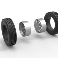 Rear custom wheel of semi truck Version 15 Scale 1:25 - Thumbnail 10