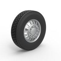 Front custom wheel of semi truck Version 16 Scale 1:25 - Thumbnail 2