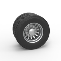 Small Rear custom wheel of semi truck Version 16 Scale 1:25 3D Printing 520991
