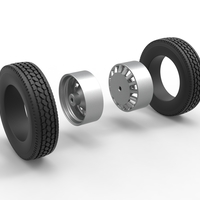 Rear custom wheel of semi truck Version 16 Scale 1:25 - Thumbnail 9