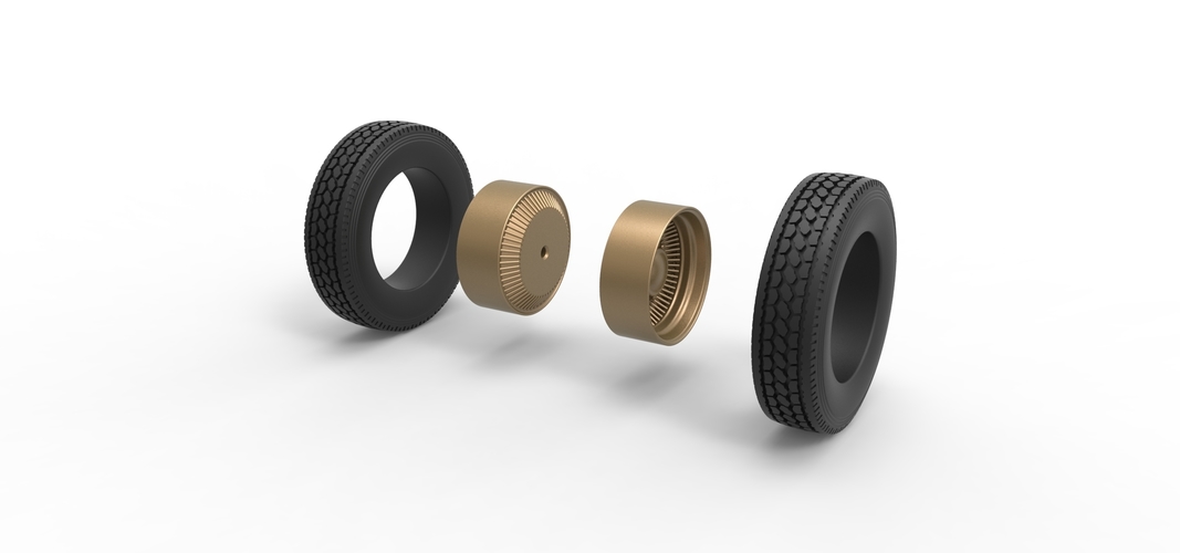 Rear custom wire wheel of semi truck Scale 1:25 3D Print 521067
