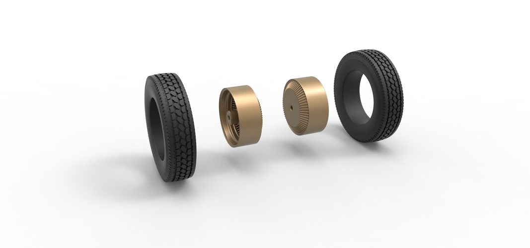 Rear custom wire wheel of semi truck Scale 1:25 3D Print 521068