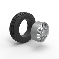 Front custom wheel of semi truck Version 17 Scale 1:25 - Thumbnail 8