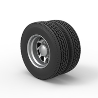 Rear custom wheel of semi truck Version 17 Scale 1:25 - Thumbnail 7