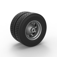 Rear custom wheel of semi truck Version 17 Scale 1:25 - Thumbnail 8