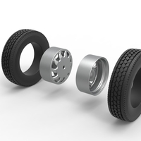 Rear custom wheel of semi truck Version 17 Scale 1:25 - Thumbnail 9