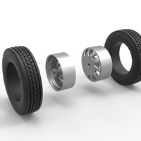 Rear custom wheel of semi truck Version 17 Scale 1:25 - Thumbnail 10