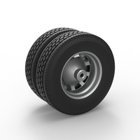 Rear custom wheel of semi truck Version 18 Scale 1:25 - Thumbnail 8