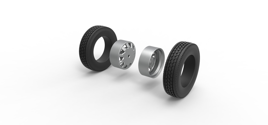 Rear custom wheel of semi truck Version 18 Scale 1:25 3D Print 521176