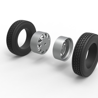 Rear custom wheel of semi truck Version 18 Scale 1:25 - Thumbnail 9