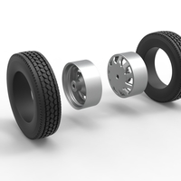 Rear custom wheel of semi truck Version 18 Scale 1:25 - Thumbnail 10