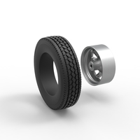 Front custom wheel of semi truck Version 19 Scale 1:25 - Thumbnail 10