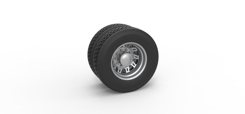 Rear custom wheel of semi truck Version 19 Scale 1:25