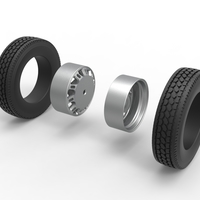 Rear custom wheel of semi truck Version 19 Scale 1:25 - Thumbnail 9