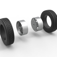 Rear custom wheel of semi truck Version 19 Scale 1:25 - Thumbnail 10