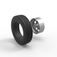 Front custom wheel of semi truck Version 20 Scale 1:25 - Thumbnail 10