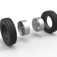 Rear custom wheel of semi truck Version 20 Scale 1:25 - Thumbnail 10