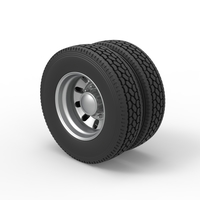 Rear custom wheel of semi truck Version 21 Scale 1:25 - Thumbnail 7