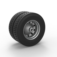 Rear custom wheel of semi truck Version 21 Scale 1:25 - Thumbnail 8