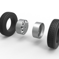 Rear custom wheel of semi truck Version 21 Scale 1:25 - Thumbnail 9