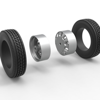 Rear custom wheel of semi truck Version 21 Scale 1:25 - Thumbnail 10