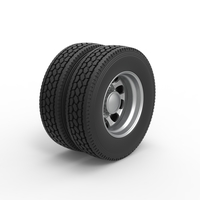 Rear custom wheel of semi truck Version 22 Scale 1:25 - Thumbnail 2