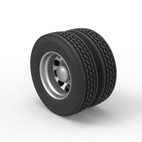 Rear custom wheel of semi truck Version 22 Scale 1:25 - Thumbnail 7