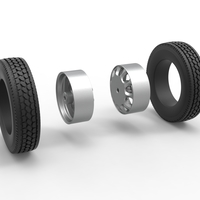 Rear custom wheel of semi truck Version 22 Scale 1:25 - Thumbnail 10